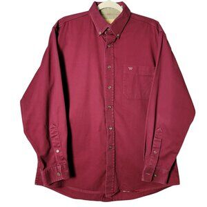 King Ranch Mens Burgundy Maroono Rodeo Western Long Sleeve Button Down Shirt L